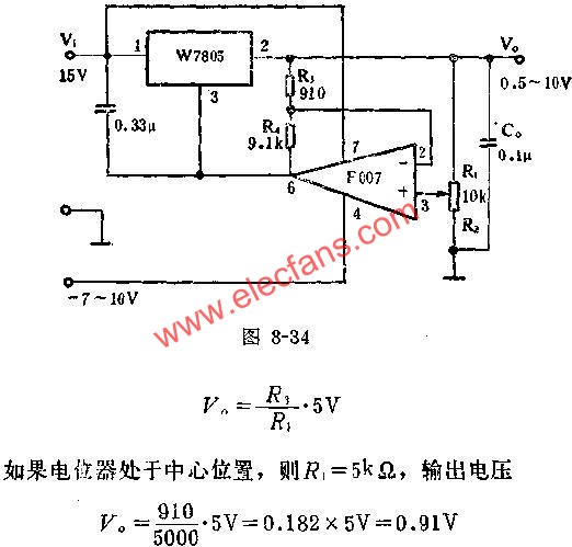 0.5~10V可调电压应用线路图