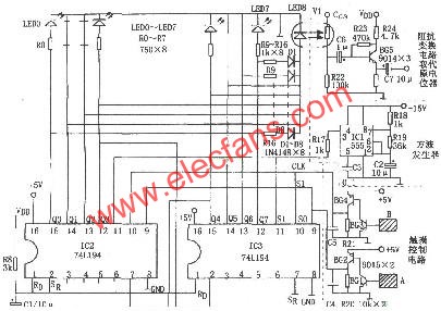 74L194构成的八级触摸音量控制器