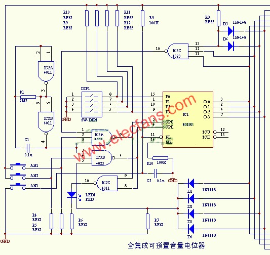 全集成電路制成的可預置的電子電位器