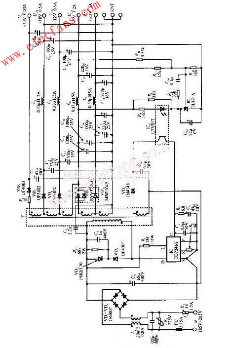 基于TOP246Y的45W多路输出开关电源电路设计