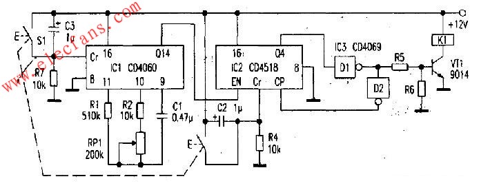 基于CD4060的長延時(shí)定時(shí)器電路設(shè)計(jì)