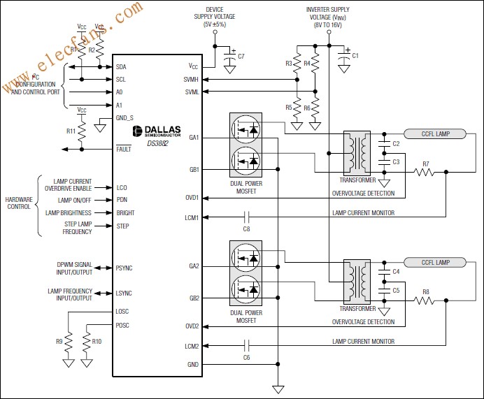 <b class='flag-5'>DS</b>3882雙通道冷陰極熒光燈<b class='flag-5'>CCFL</b><b class='flag-5'>控制器</b>