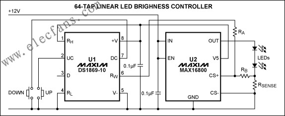 基于数字电位器(DS1869)的LED亮度控制器设计