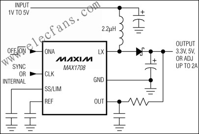 MAX1708 <b class='flag-5'>大功率</b>、升壓型<b class='flag-5'>DC-DC</b><b class='flag-5'>轉(zhuǎn)換</b>器