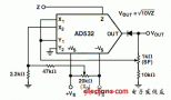 平方根模式下的AD532模擬處理器電路