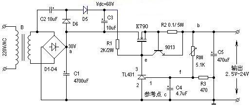 用TL431制作的可调压电源电路图