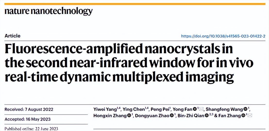 用于体内实时动态多重成像的NIR-II窗口中的荧光放大纳米晶体