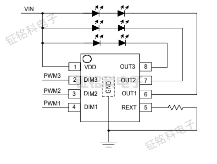低压线性恒流LED恒流驱动芯片SM15633EH：<b class='flag-5'>用于</b>洗墙灯和<b class='flag-5'>线条</b>灯