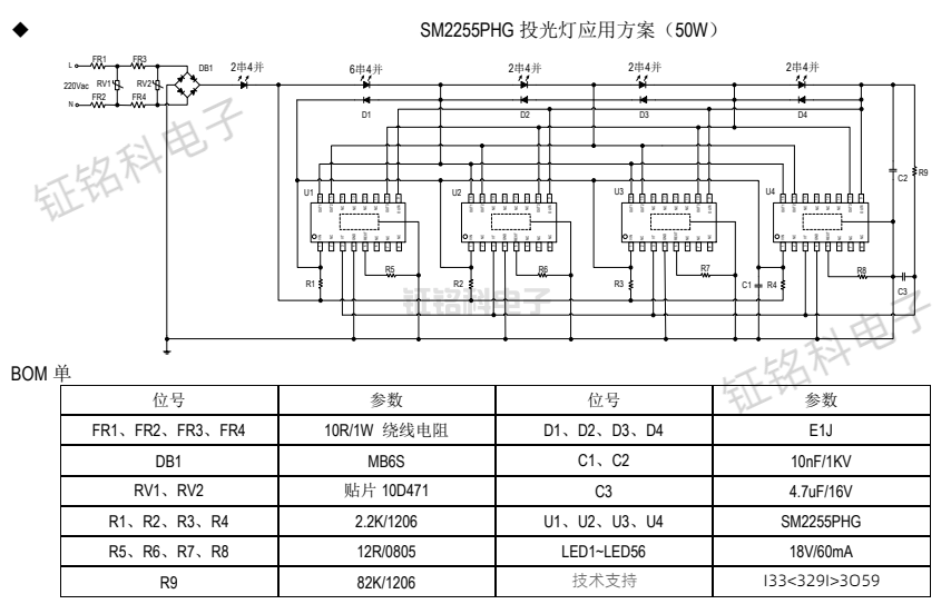 LED線性恒流控制芯片SM2255PHG 輸出電流50mA-115mA