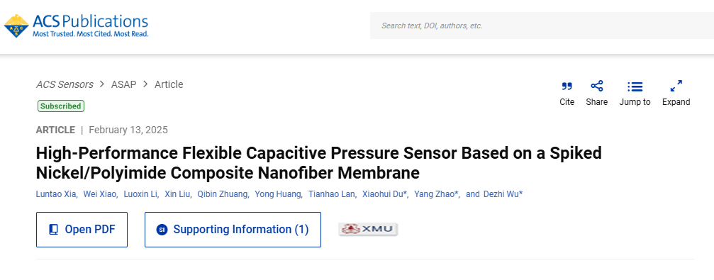 研究基于尖刺N(yùn)i／PI復(fù)合<b class='flag-5'>納米</b><b class='flag-5'>纖維</b>膜的高性能<b class='flag-5'>柔性</b>電容式<b class='flag-5'>壓力傳感器</b>