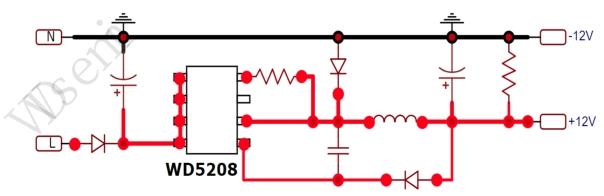 WD5208非隔離電源管理芯片5v-24v可調(diào)輸出電流700maPWM控制功率開關(guān)消費(fèi)電子附電路圖參考