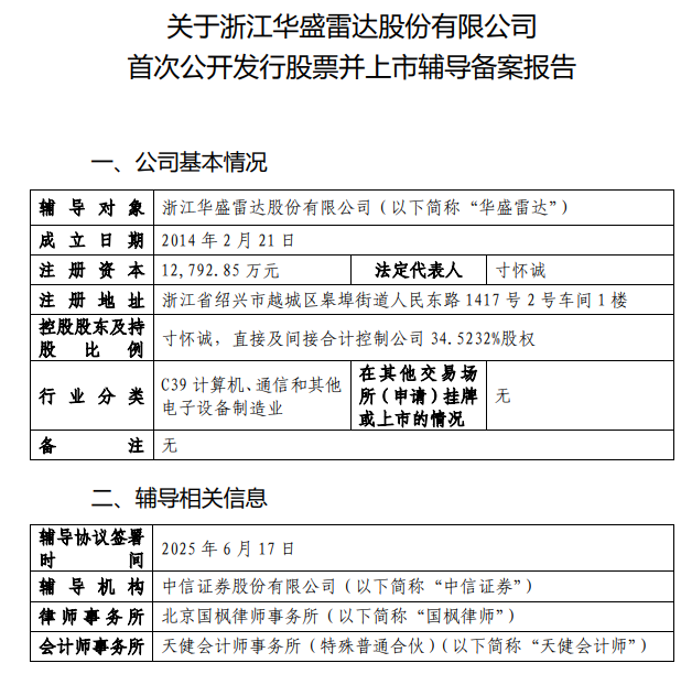 浙江相控阵雷达公司冲刺A股IPO