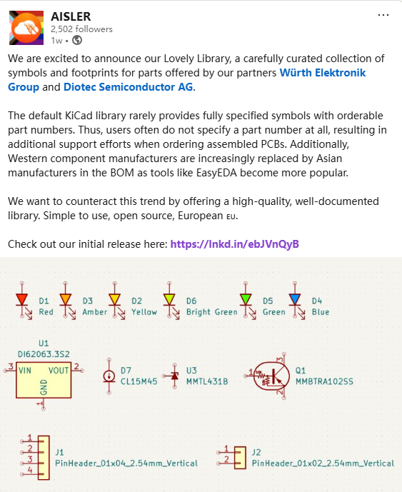 Aisler  Lovely LibraryһΪ KiCad <b class='flag-5'></b><b class='flag-5'></b>ŷԪ