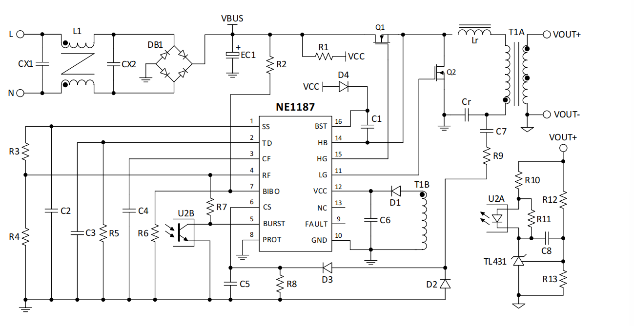 NE1187 电压型 LLC芯片，集成700V半桥驱动，拼对拼替换ST L6599  HR1000A ，功率2000W以内