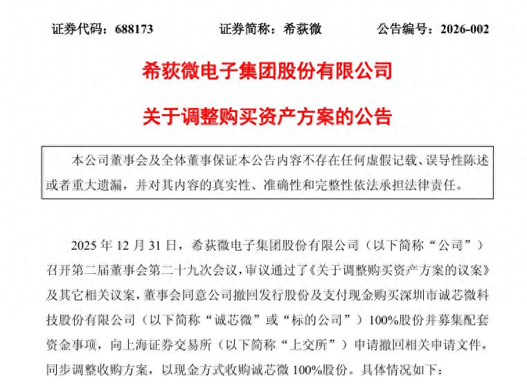 3.1億現(xiàn)金！半導(dǎo)體公司希荻<b class='flag-5'>微</b><b class='flag-5'>收購</b>誠<b class='flag-5'>芯</b><b class='flag-5'>微</b>