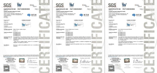 SGS為<b class='flag-5'>地平線</b>"智<b class='flag-5'>駕</b>安全基座"產(chǎn)品頒發(fā)ISO 26262功能安全證書