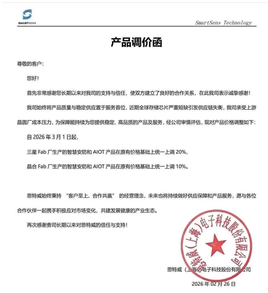 最高<b class='flag-5'>漲價</b>20%！這家<b class='flag-5'>國產(chǎn)</b>傳感器<b class='flag-5'>廠商</b>官宣！