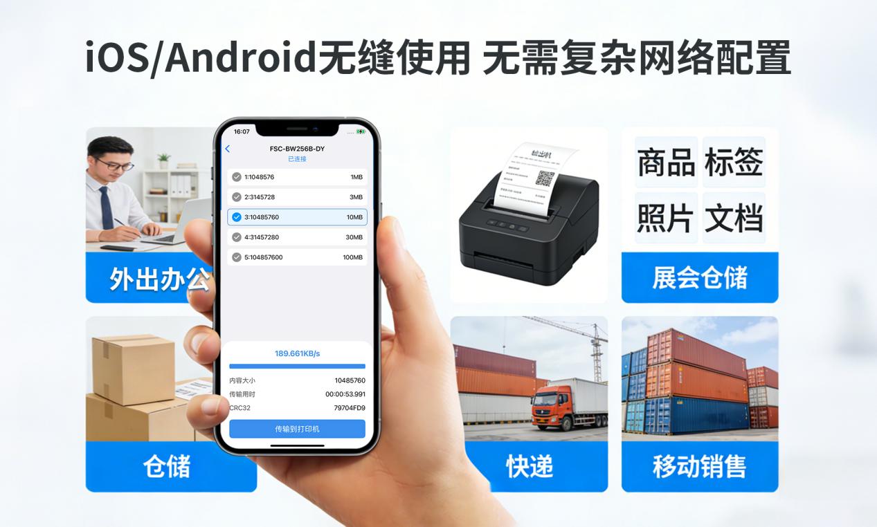 智慧移动打印：Wi-Fi 6 + 蓝牙5.4双模直连高速传输应用