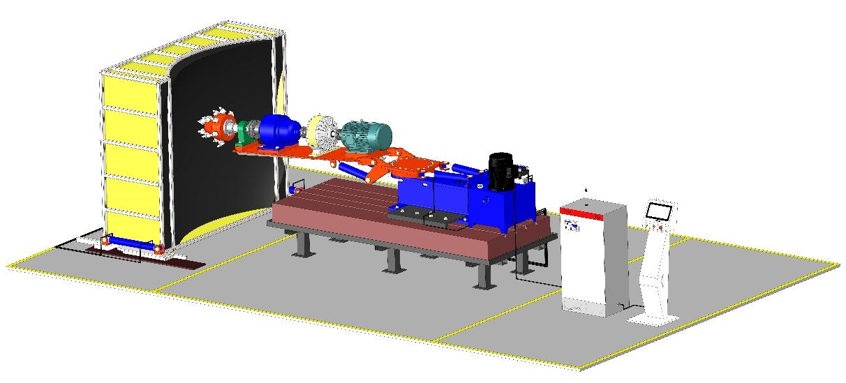 掘進機截割部振動測試實驗臺3D示意圖