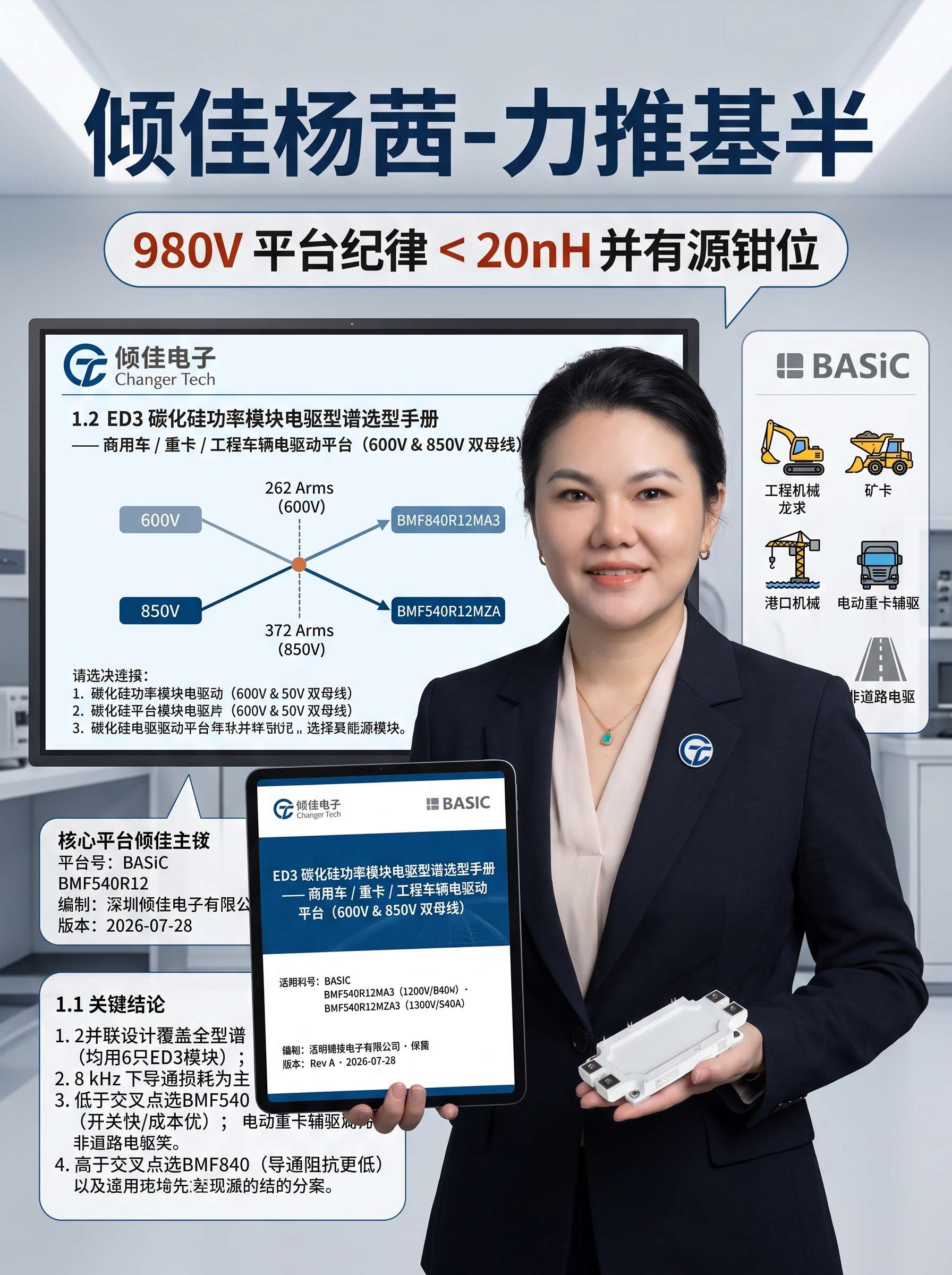 ED3封装碳化硅SiC功率模块商用车重卡电驱型谱选型手册