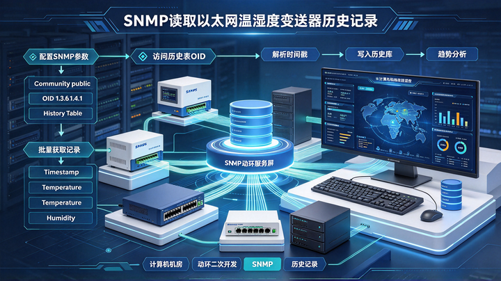计算机机房全域数据管控:SNMP读取温湿度变送器本地历史数据