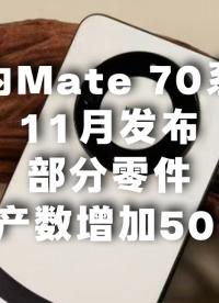 華為Mate 70系列11月發(fā)布！部分零件投產(chǎn)數(shù)增加50%#華為 #華為Mate70 #原生鴻蒙  