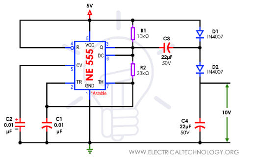 如何使用<b class='flag-5'>555</b><b class='flag-5'>定時器</b>制作電壓倍增<b class='flag-5'>器</b><b class='flag-5'>電路</b>