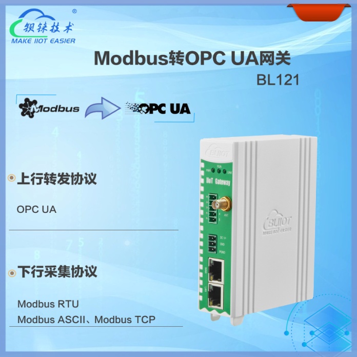 Modbus<b class='flag-5'>轉(zhuǎn)</b><b class='flag-5'>OPC</b> <b class='flag-5'>UA</b>協(xié)議<b class='flag-5'>網(wǎng)關(guān)</b>BL121實現(xiàn)高效、<b class='flag-5'>安全</b>、可靠的跨協(xié)議通信