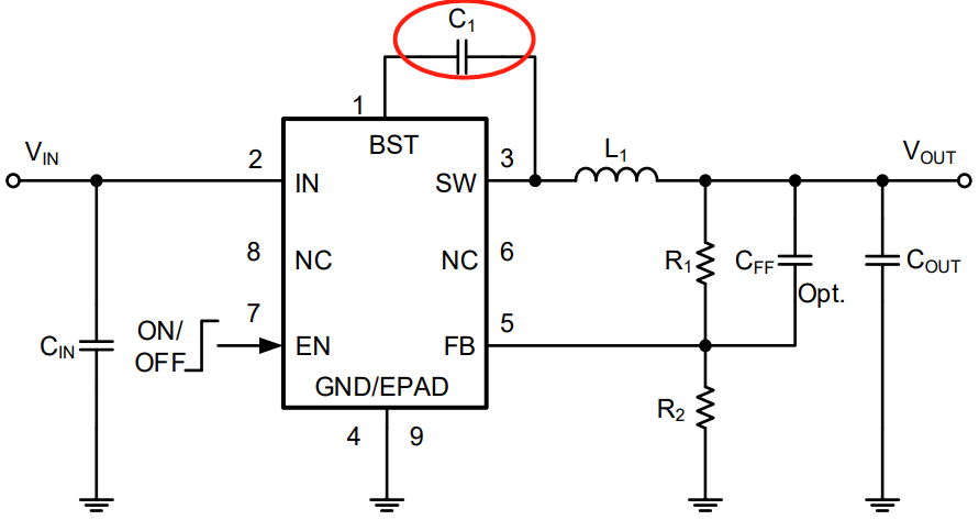 降压式Buck电路中C1电容的作用和原理