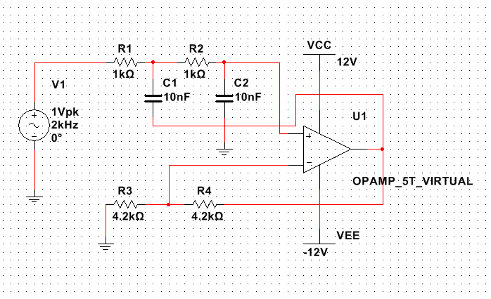 <b class='flag-5'>sallen-key</b>二阶有源低通<b class='flag-5'>滤波器</b>仿真设计