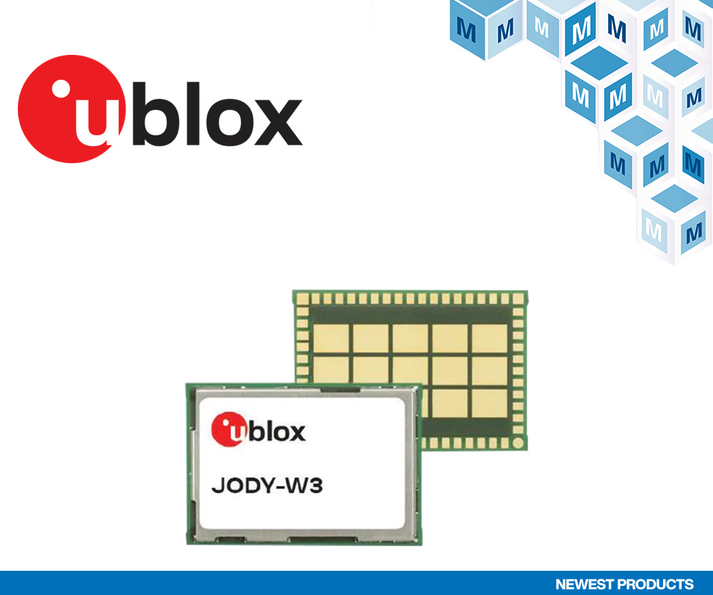 贸泽备货u-blox JODY-W3基于主机的汽车模块   提升多通道高数据速率通信能力