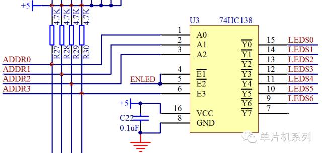 单片机中74HC138三八译码器的应用