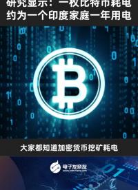 研究顯示:一枚比特幣耗電約為一個印度家庭一年用電