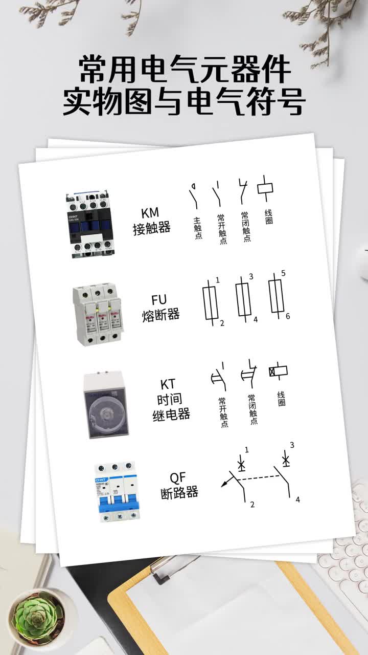 常用电气元器件实物图与电气符号#跟着UP主一起创作吧 