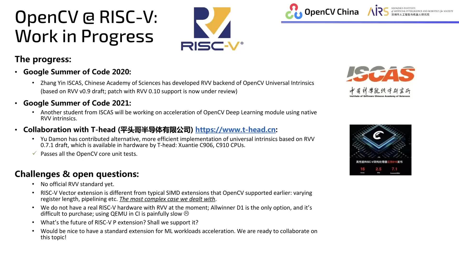OpenCV @ RISC-V ，Status and Plans - 第一届 RISC-V 中国峰会2