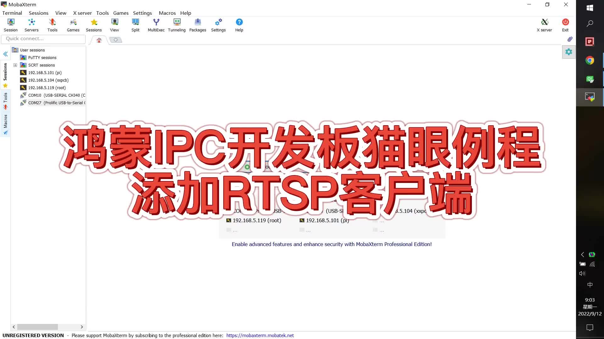 鸿蒙IPC开发板添加RTSP客户端