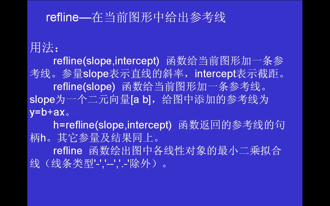 #matlab refline-在当前图形中给出参考线