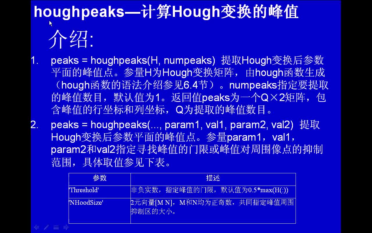 #matlab houghpeaks-计算Hough变换的峰值