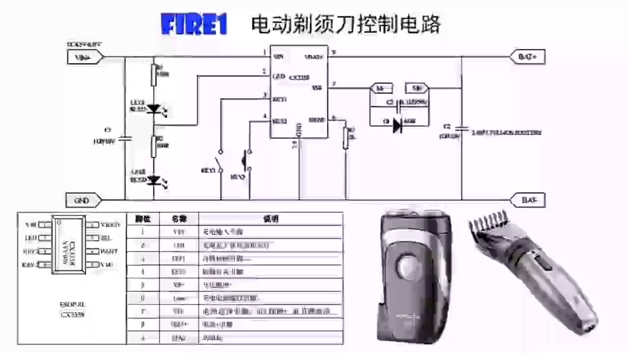 #硬聲創(chuàng)作季  剃須刀控制電路，單芯片驅(qū)動，實現(xiàn)充電控制及驅(qū)動，外圍結(jié)構(gòu)簡單