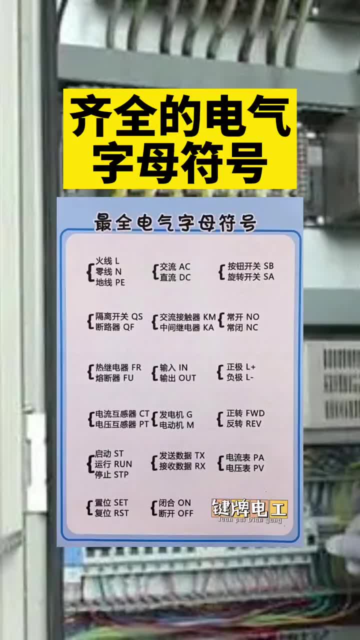 电气字母符号，电工一定要懂.#电工知识 