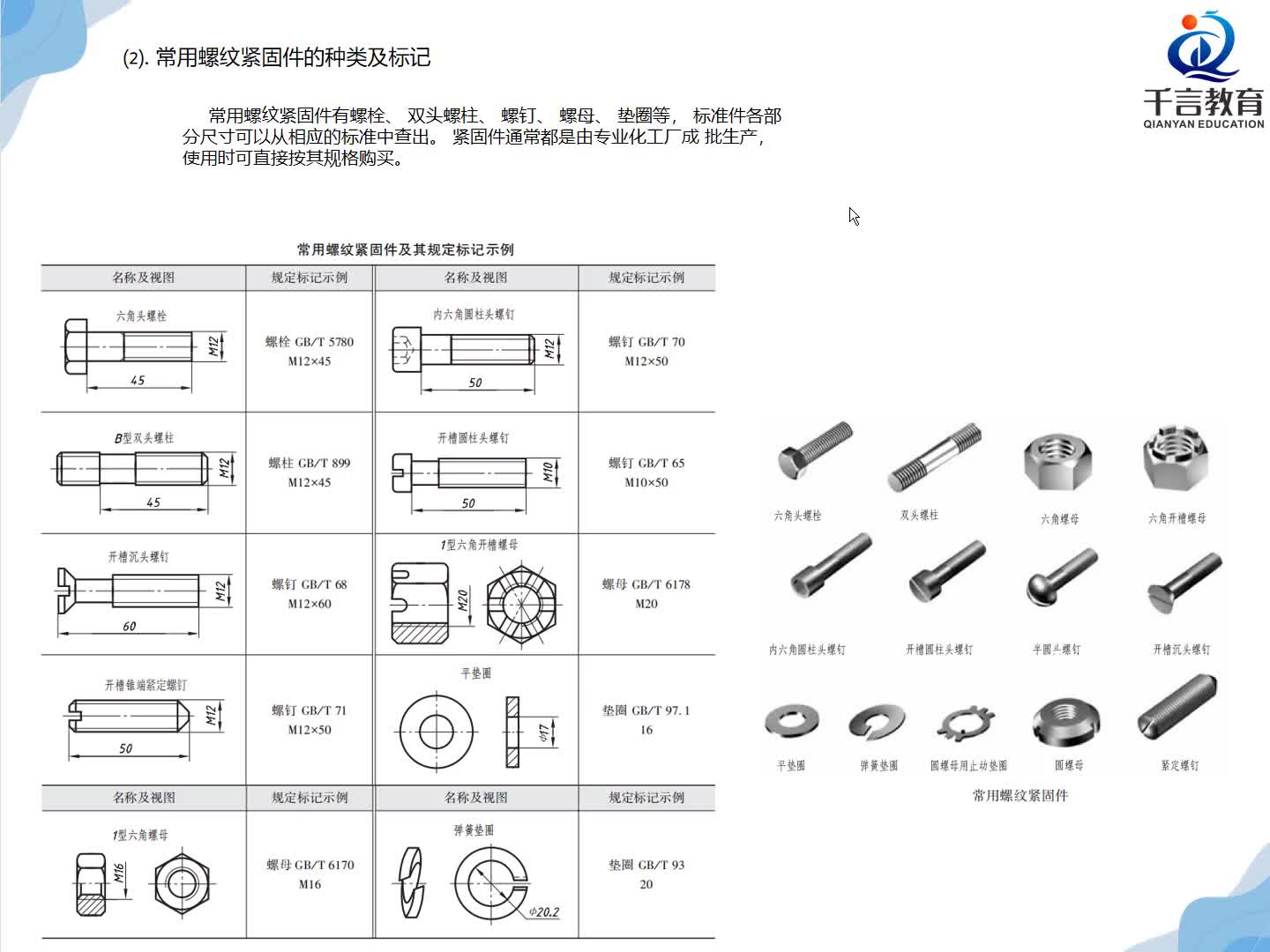 #硬聲創(chuàng)作季  數(shù)控加工--UG編程：第28課：UG制圖-常用螺紋緊固件的種類及標(biāo)記