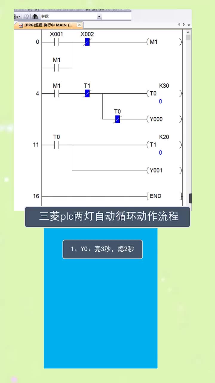 三菱plc兩燈自動循環(huán)動作流程#硬聲創(chuàng)作季 