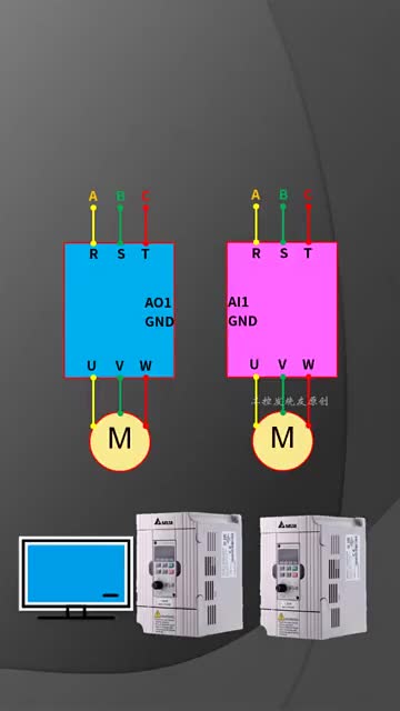 两台变频器同步调速 #变频器 #电工#硬声创作季 