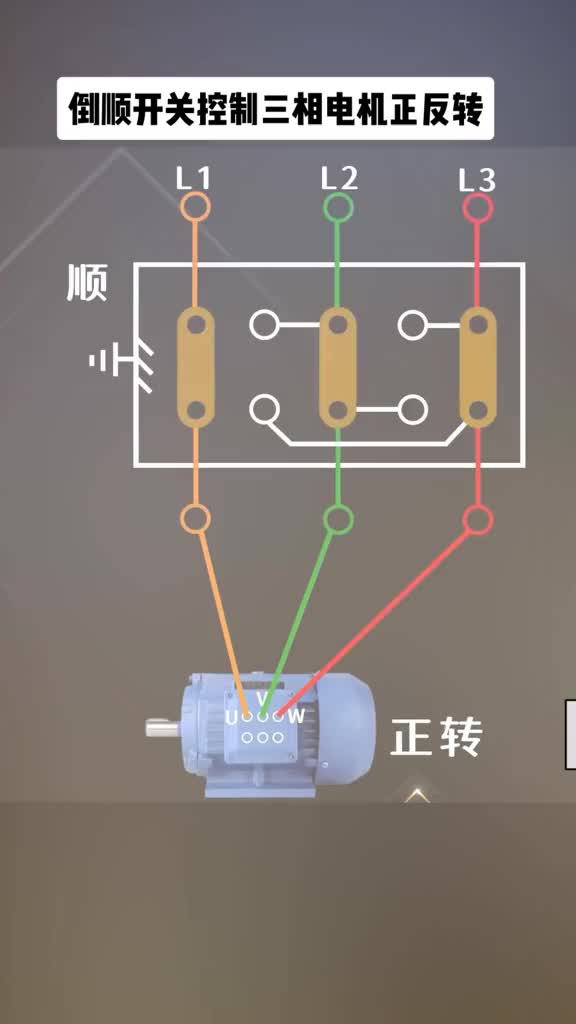 倒顺开关控制三相电机正反转的方法#电工接线 #硬声创作季 