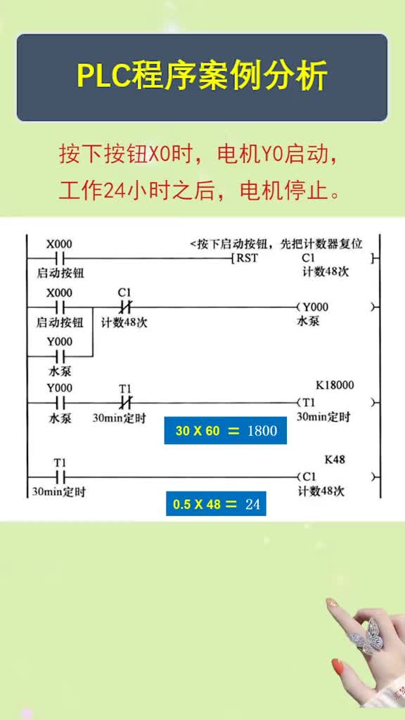 電動機24小時后自動停機的PLC程序分析#硬聲創作季 