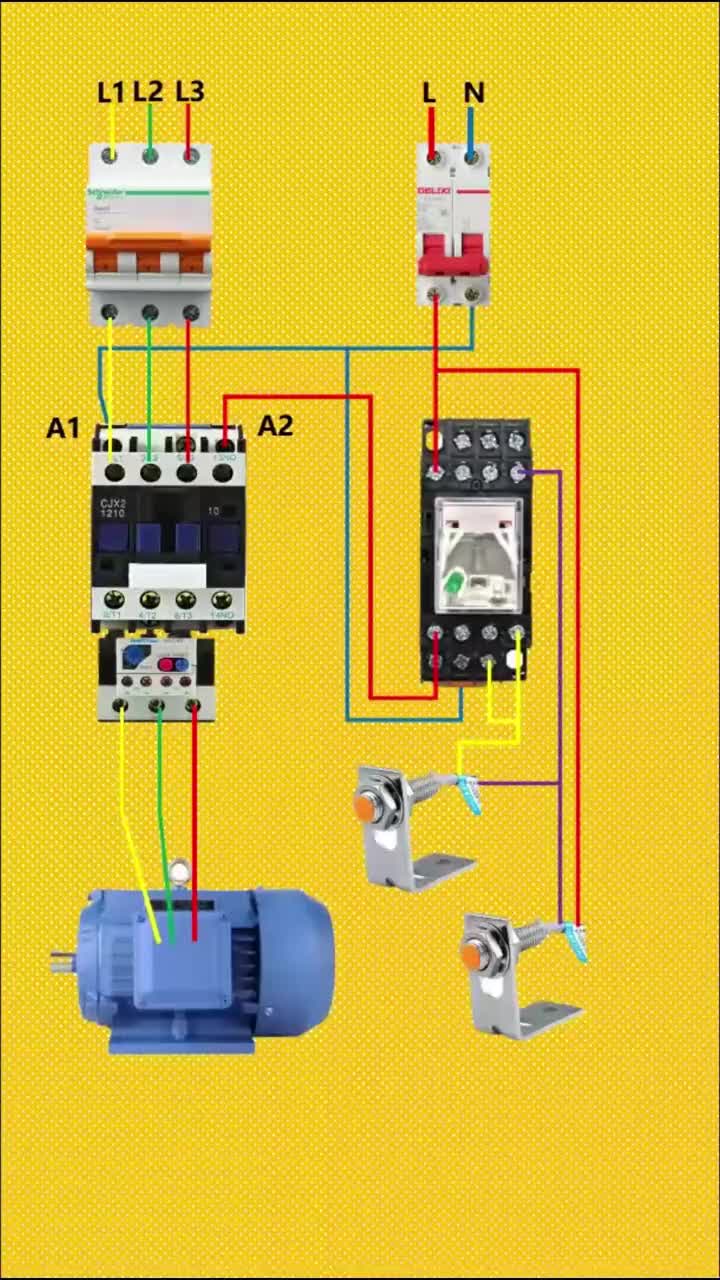 #plc _接近开关控制电机空开接触器中间继电器.