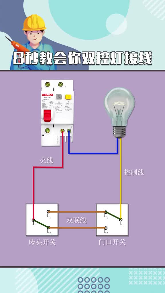 #硬声创作季 #电工知识 #PLC 一盏灯控制两个开关动画接线，快学起来，让家装更简单！