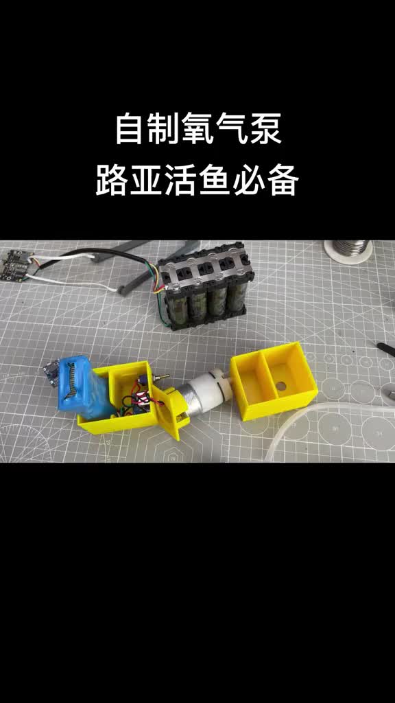 兩節18650電池%2B鋰電池保護板%2B氧氣泵，用3D打印機做個外殼，完活。#物聯網 #電子#硬聲創作季 