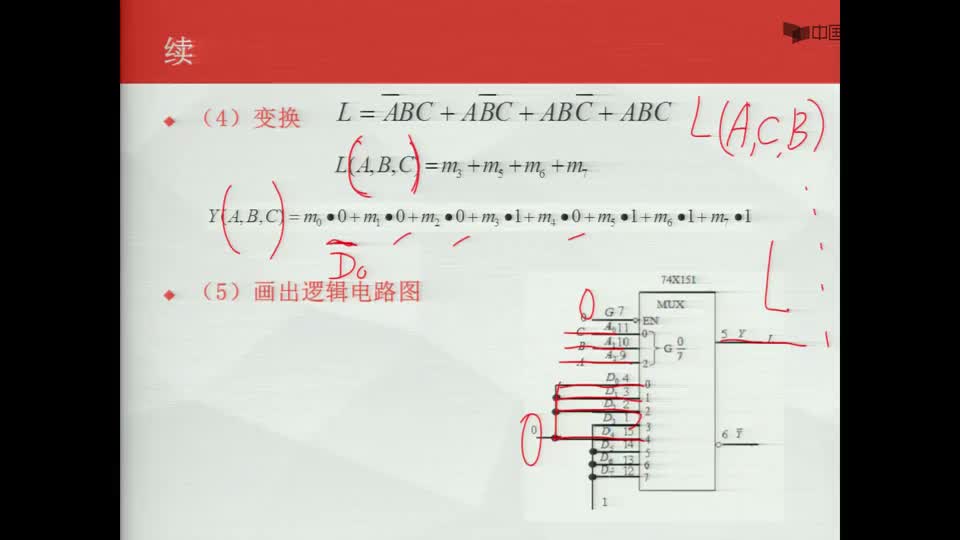 #硬声创作季  数字电子技术基础：数据选择器74X151实现组合逻辑函数--例题2--四个变量--解法一