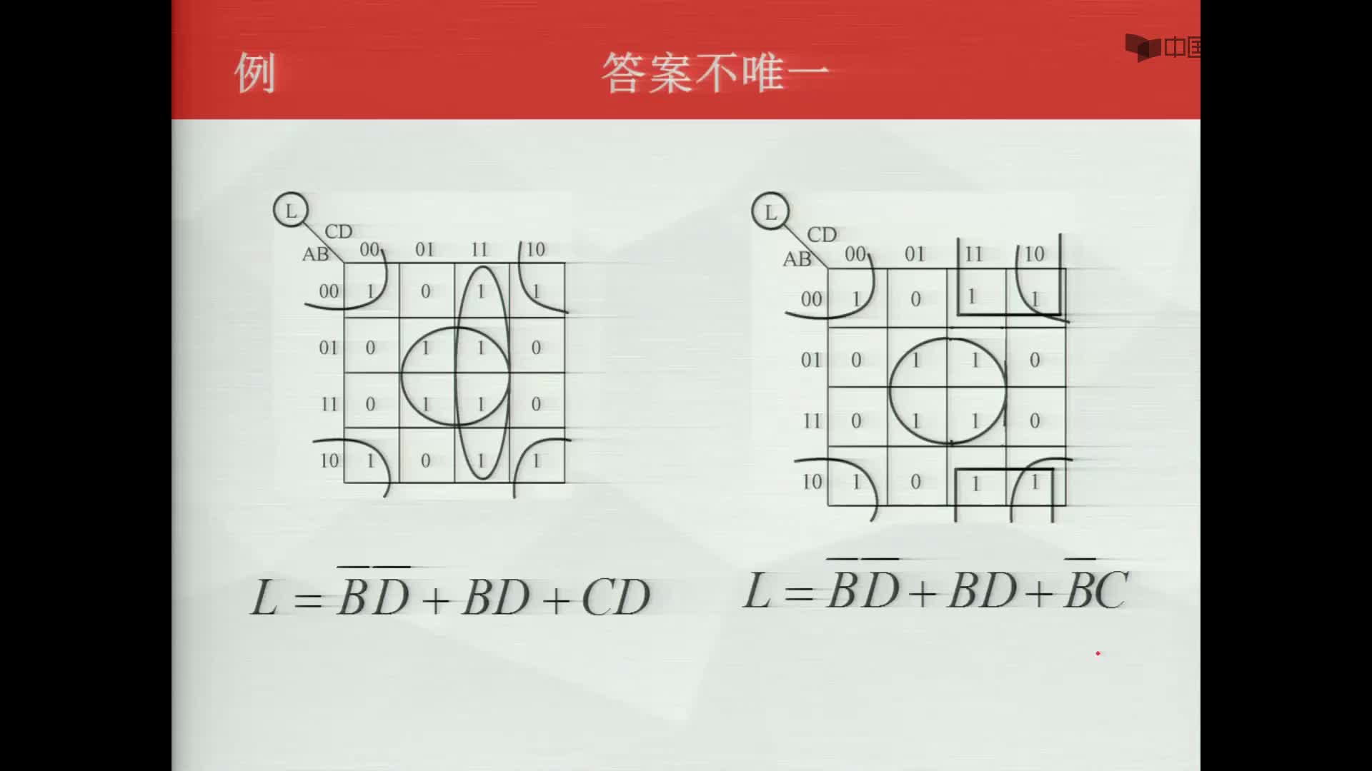 數(shù)字電子技術基礎：卡諾圖法化簡--例題6--答案不唯一#數(shù)字電子技術 